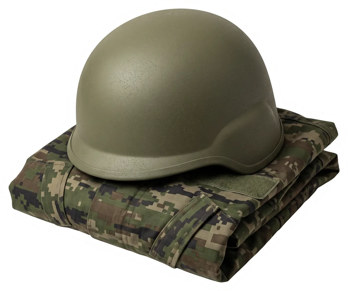 Casco y guerrera de uniforme